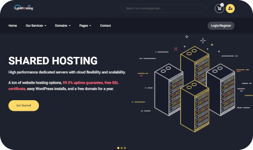 Lyte hosting Home page showing shared hosting